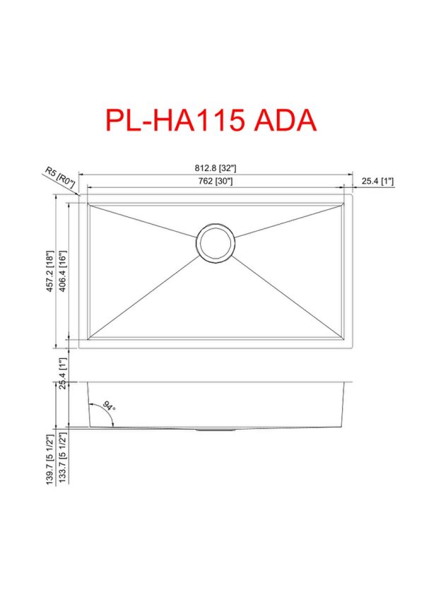 PL HA115 Zero Radius 18 Gauge ADA.02